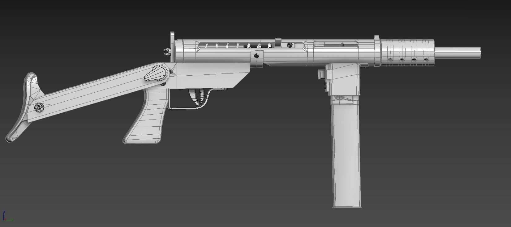 SMG Lightning Blyskawica Low poly PBR Free low-poly 3D model_5