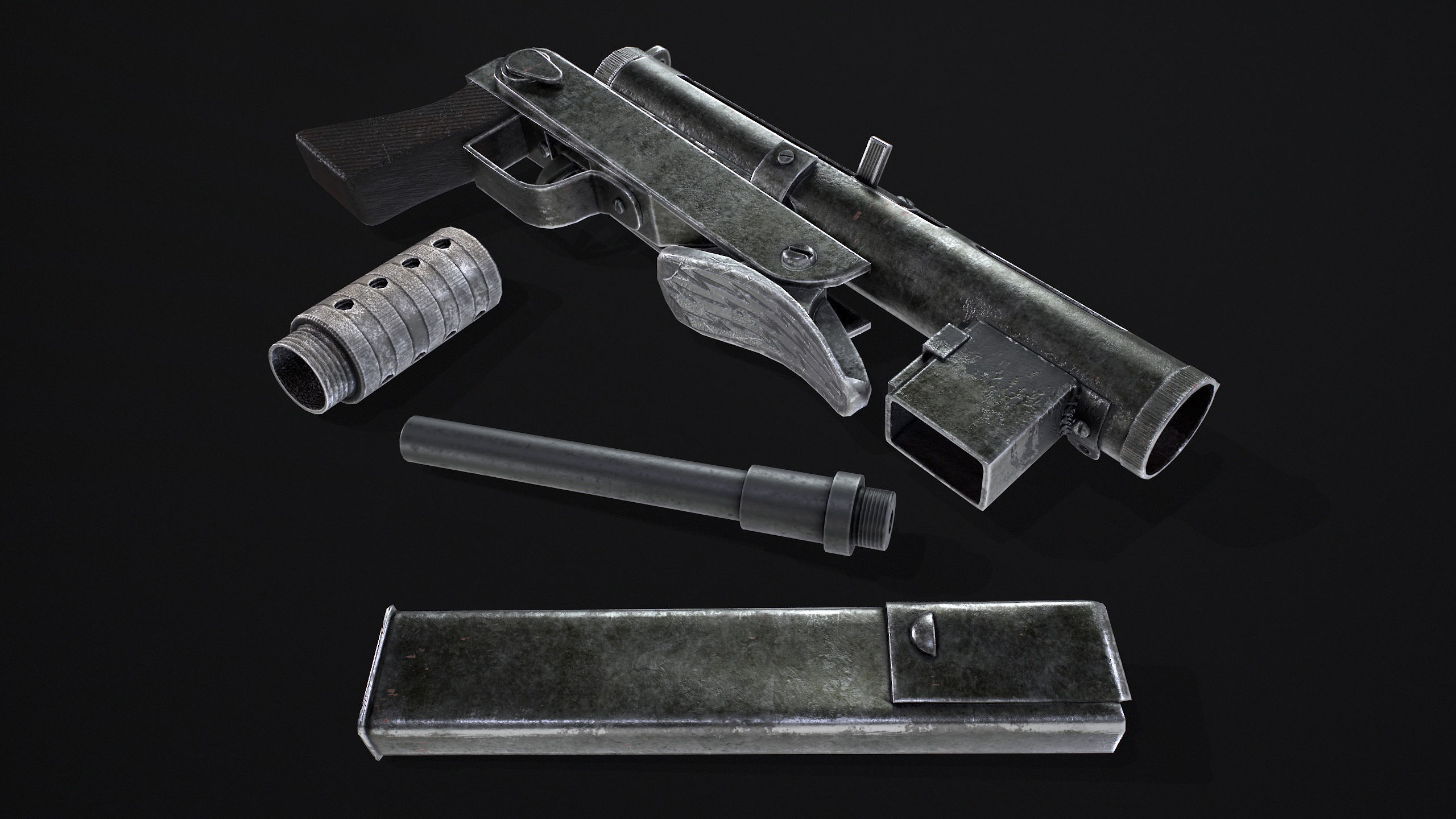 SMG Lightning Blyskawica Low poly PBR Free low-poly 3D model_1