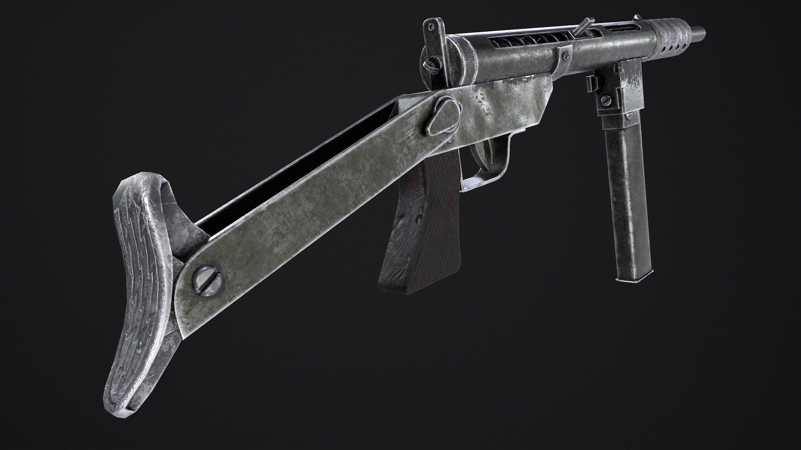 SMG Lightning Blyskawica Low poly PBR Free low-poly 3D model_2