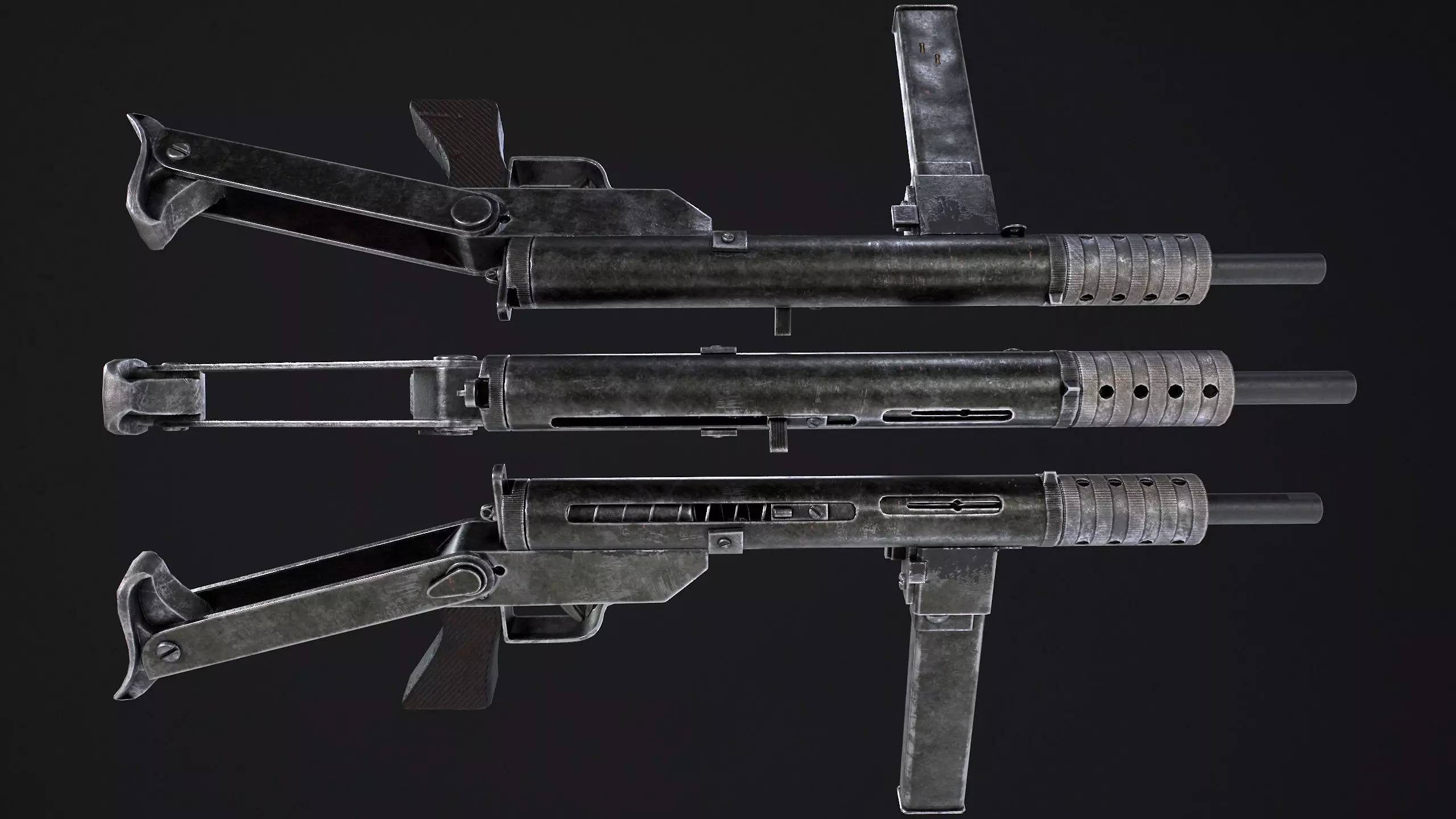SMG Lightning Blyskawica Low poly PBR Free low-poly 3D model_0