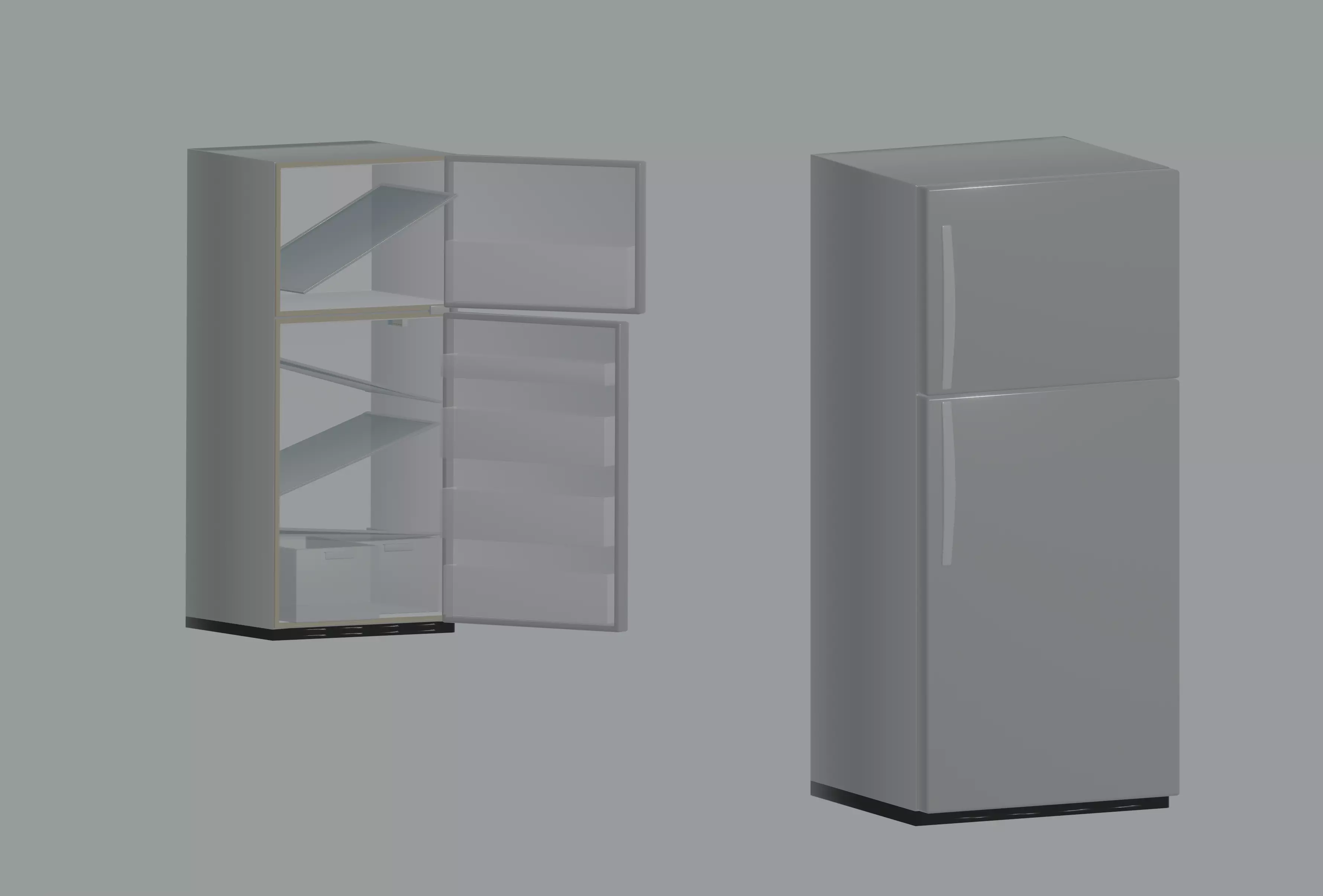 Refrigerator Low-poly 3D model_0