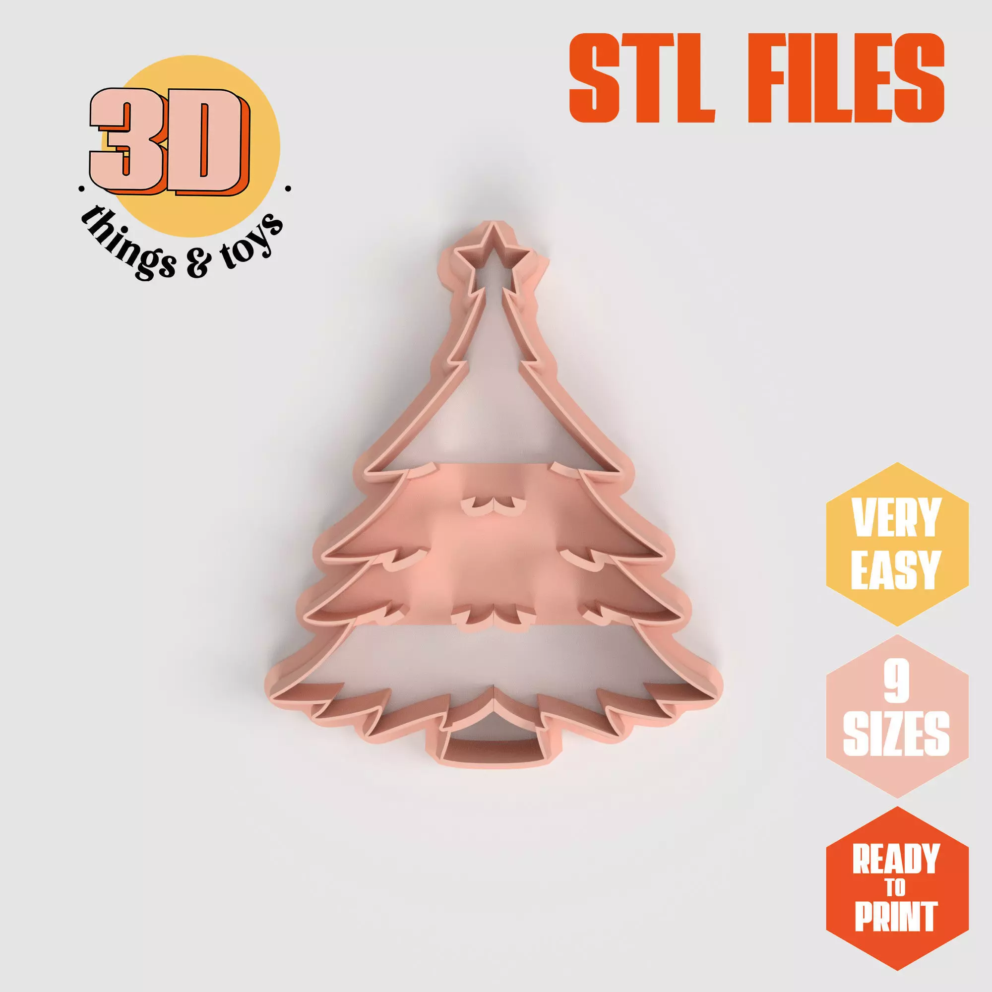 Christmas Tree - Cookie Cutter Clay - Many Size 3D print model_0