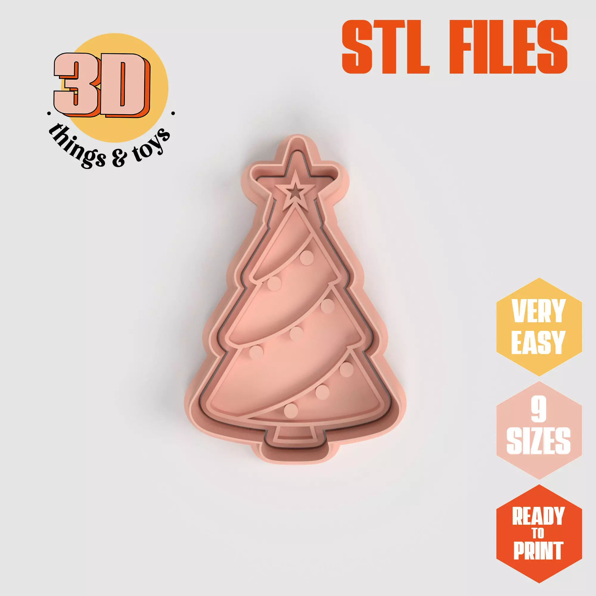 Christmas Tree - Cookie Cutter Clay - Many Size 3D print model_0
