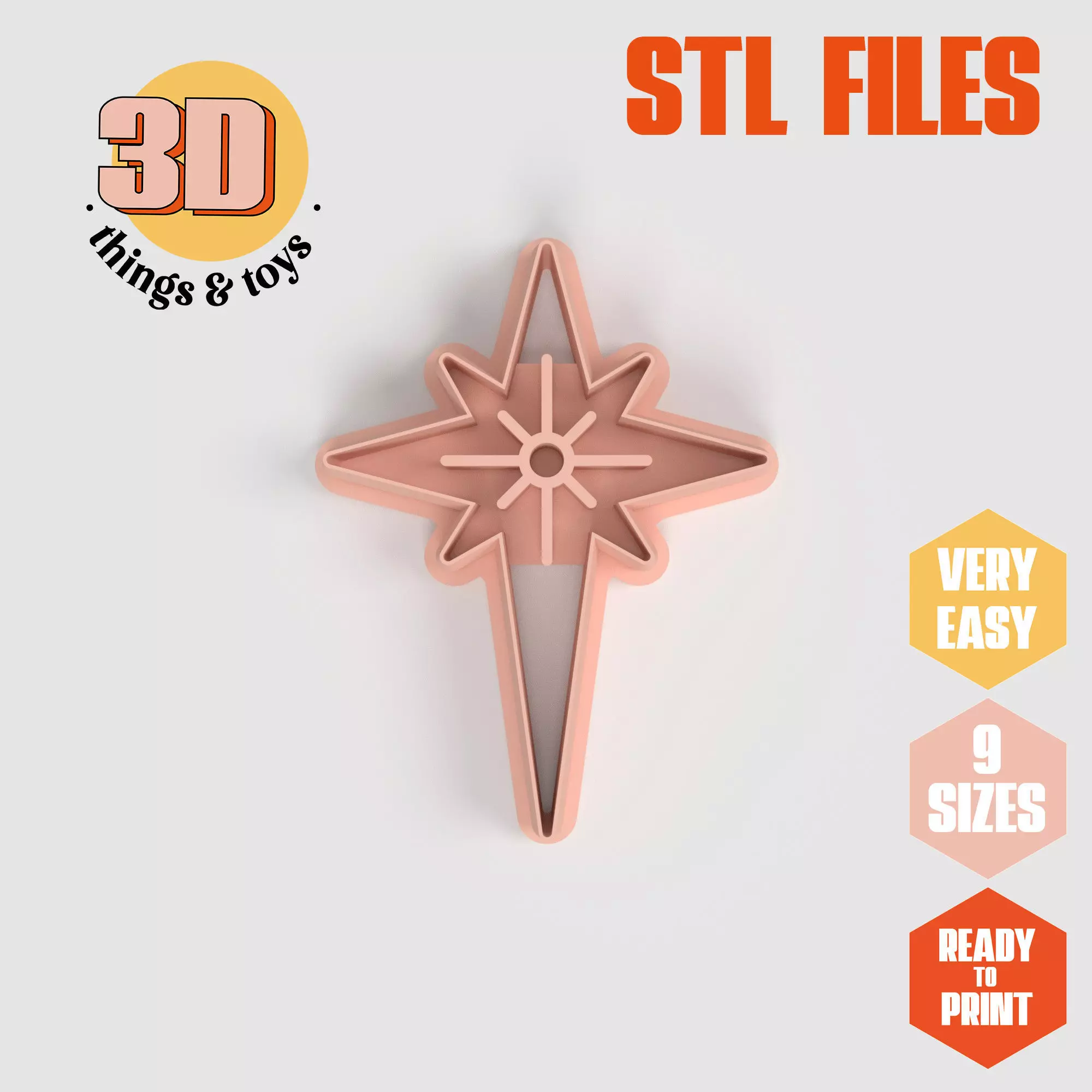 Christmas Star - Cookie Cutter Clay - Many Size 3D print model_0