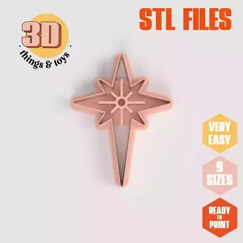 Christmas Star - Cookie Cutter Clay - Many Size 3D print model