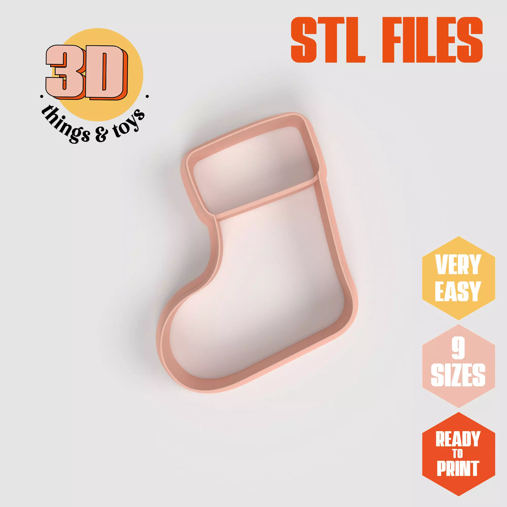 Christmas Boots - Cookie Cutter Clay - Many Size 3D print model_0