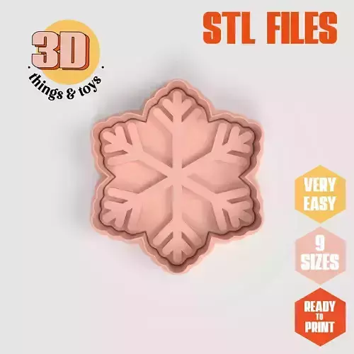Snowflake Winter - Cookie Cutter Clay - Many Size 3D print model Snowflake Winter - Cookie Cutter Clay - Many Size 3D print model