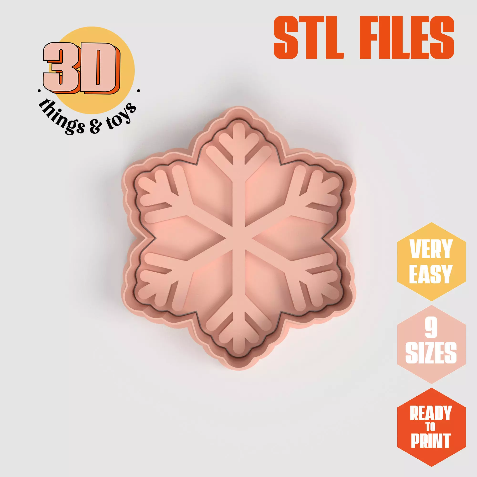 Snowflake Winter - Cookie Cutter Clay - Many Size 3D print model_0