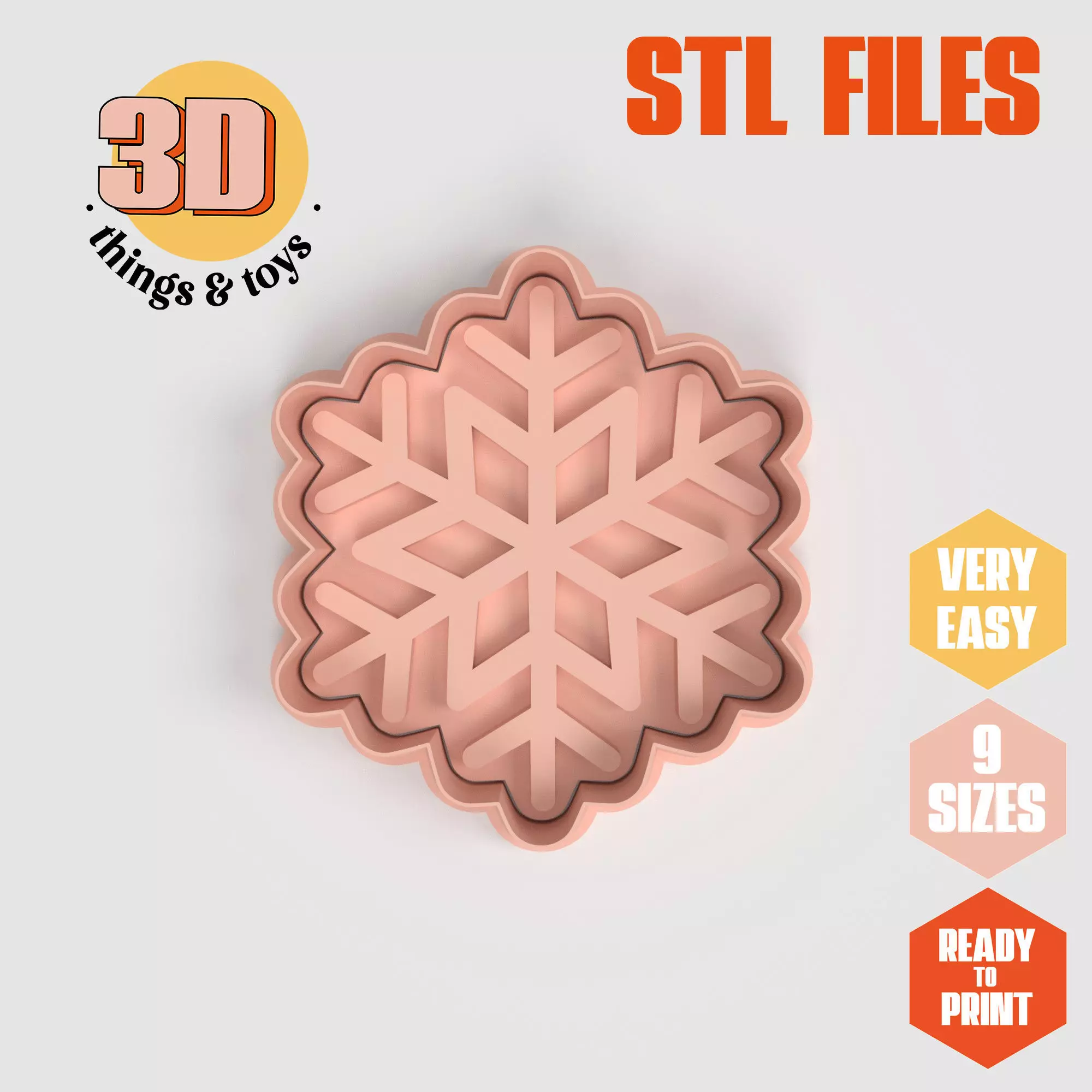 Snowflake Winter - Cookie Cutter Clay - Many Sizes 3D print model_0