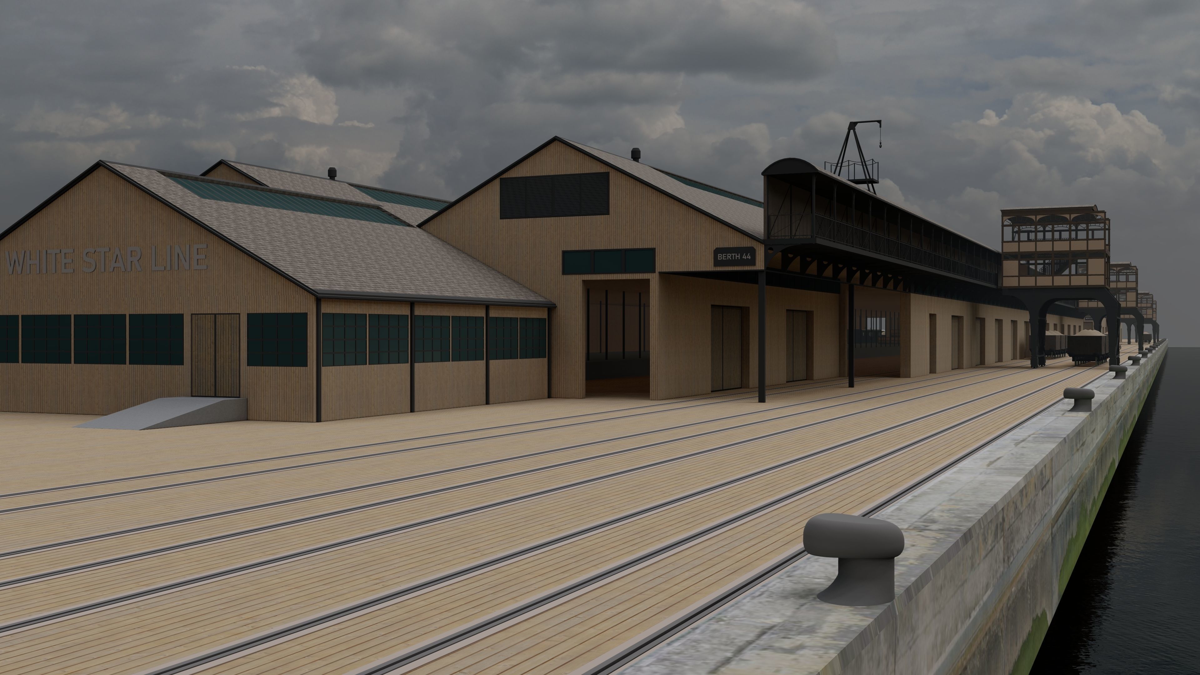 Southampton Docks -  White Star Lines Berth 44 and 43 3D model_1