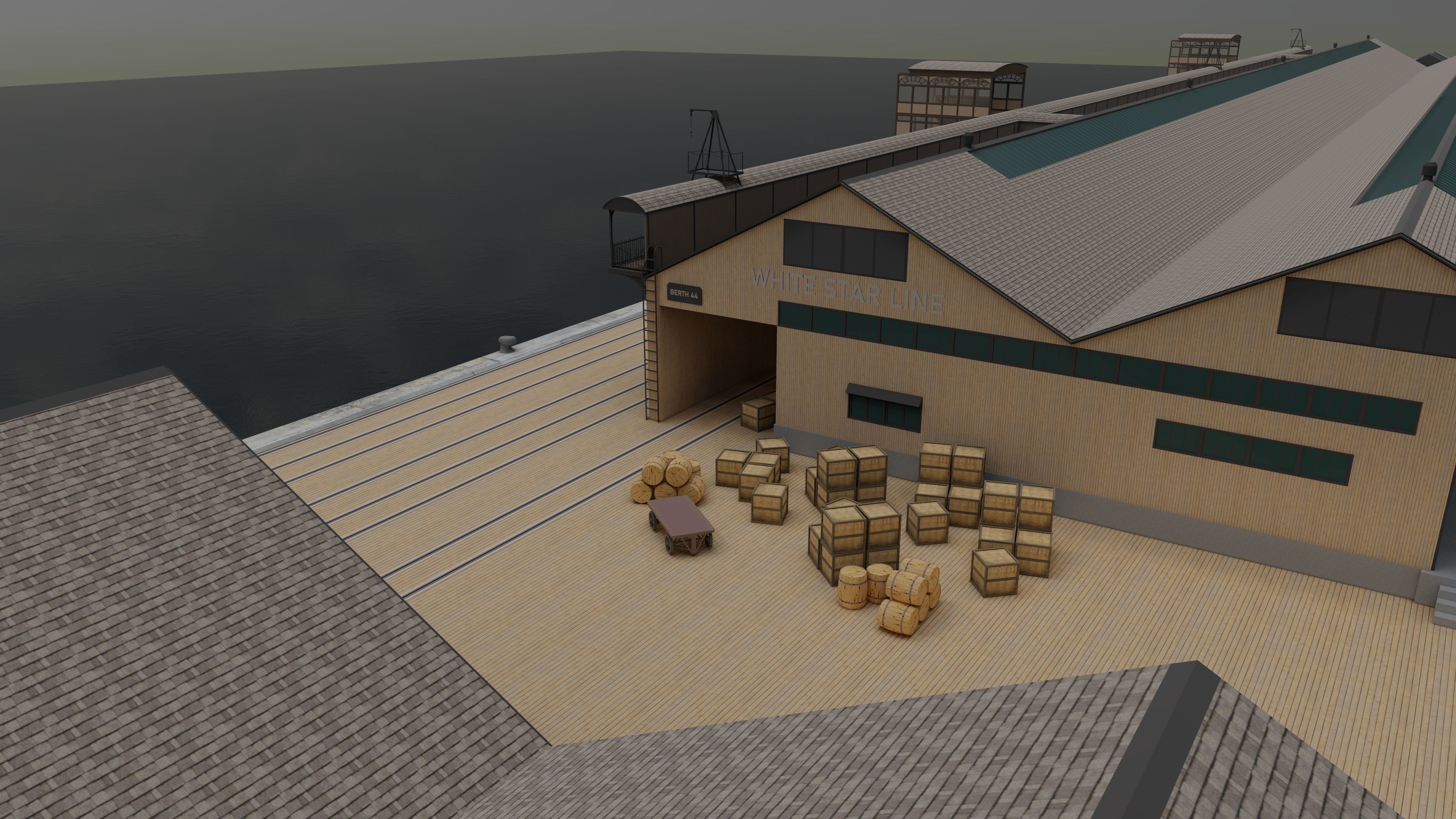 Southampton Docks -  White Star Lines Berth 44 and 43 3D model_11