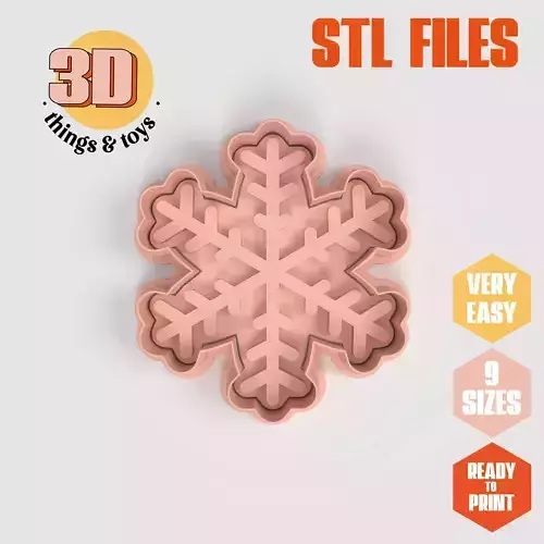Snowflake Winter - Cookie Cutter Clay - Many Size  3D print model