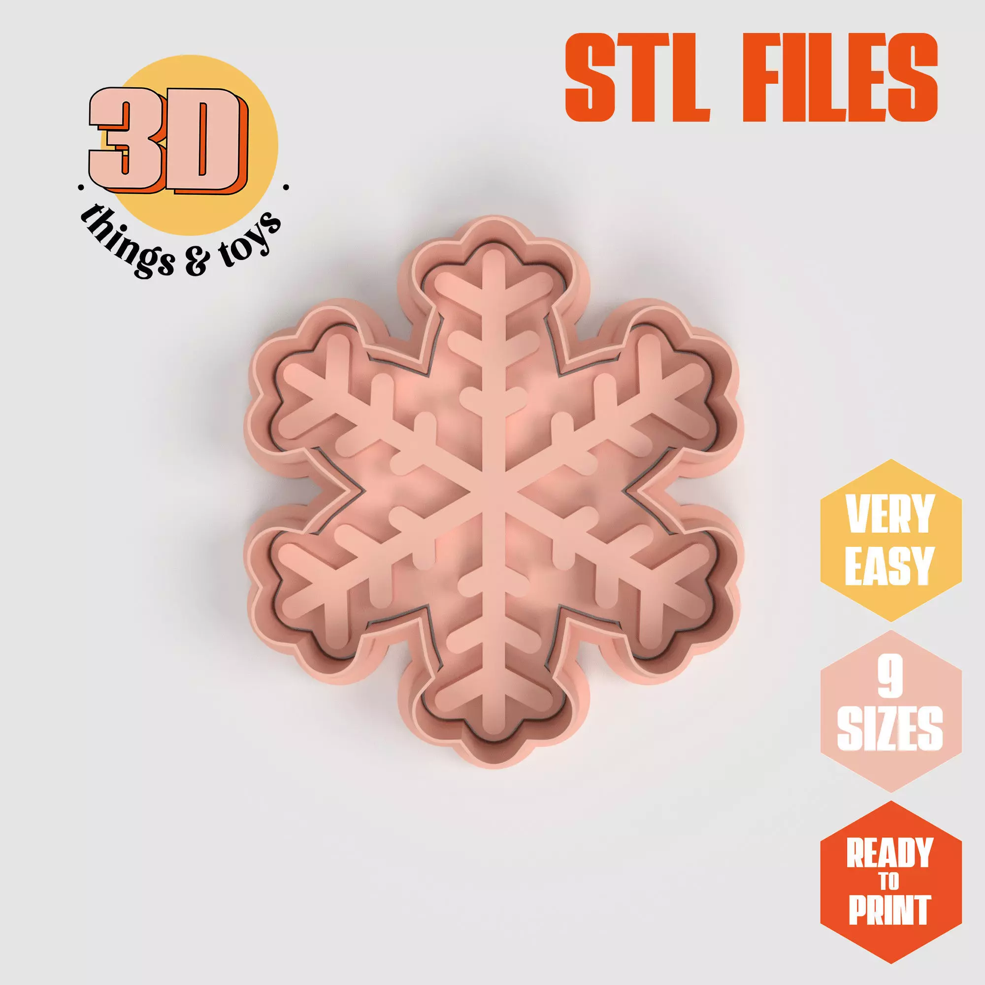 Snowflake Winter - Cookie Cutter Clay - Many Size  3D print model_0