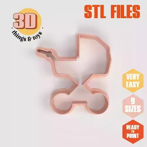 Baby Carriage - Cookie Cutter Clay - Many Size 3D print model