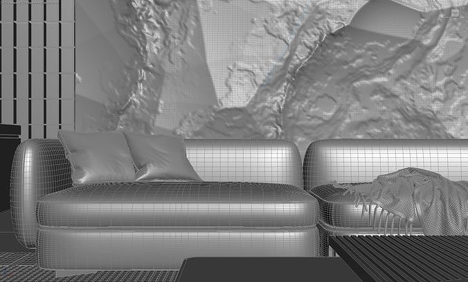 Living Room Interior Scene 2 3D model 7