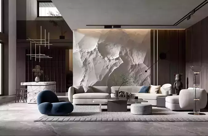 Living Room Interior Scene 2 3D model