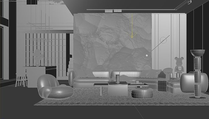 Living Room Interior Scene 2 3D model 5