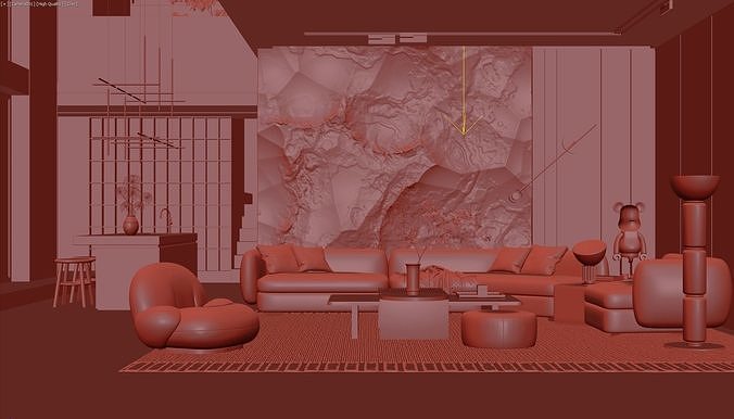 Living Room Interior Scene 2 3D model 4