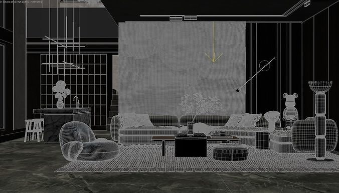 Living Room Interior Scene 2 3D model 3