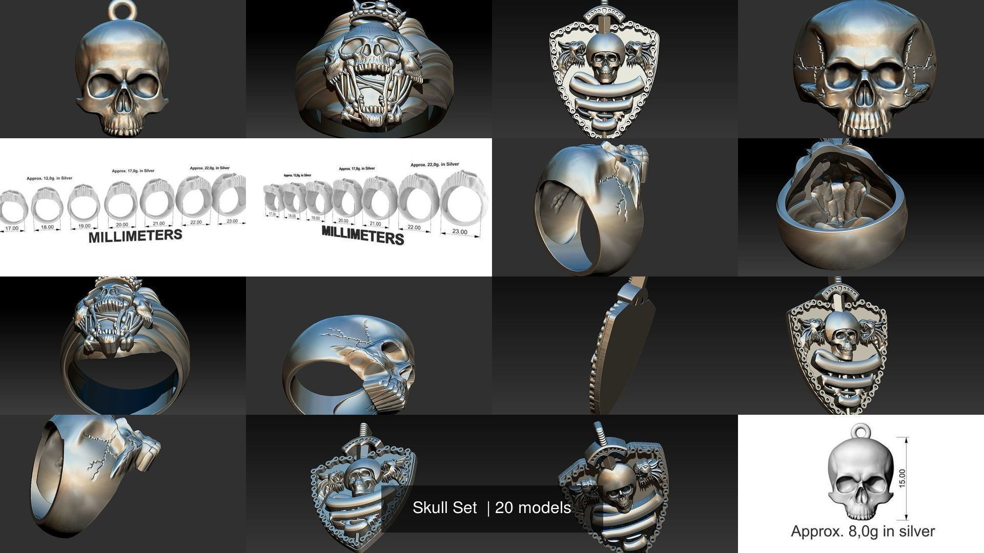 Skull Set  3D Model Collection_2