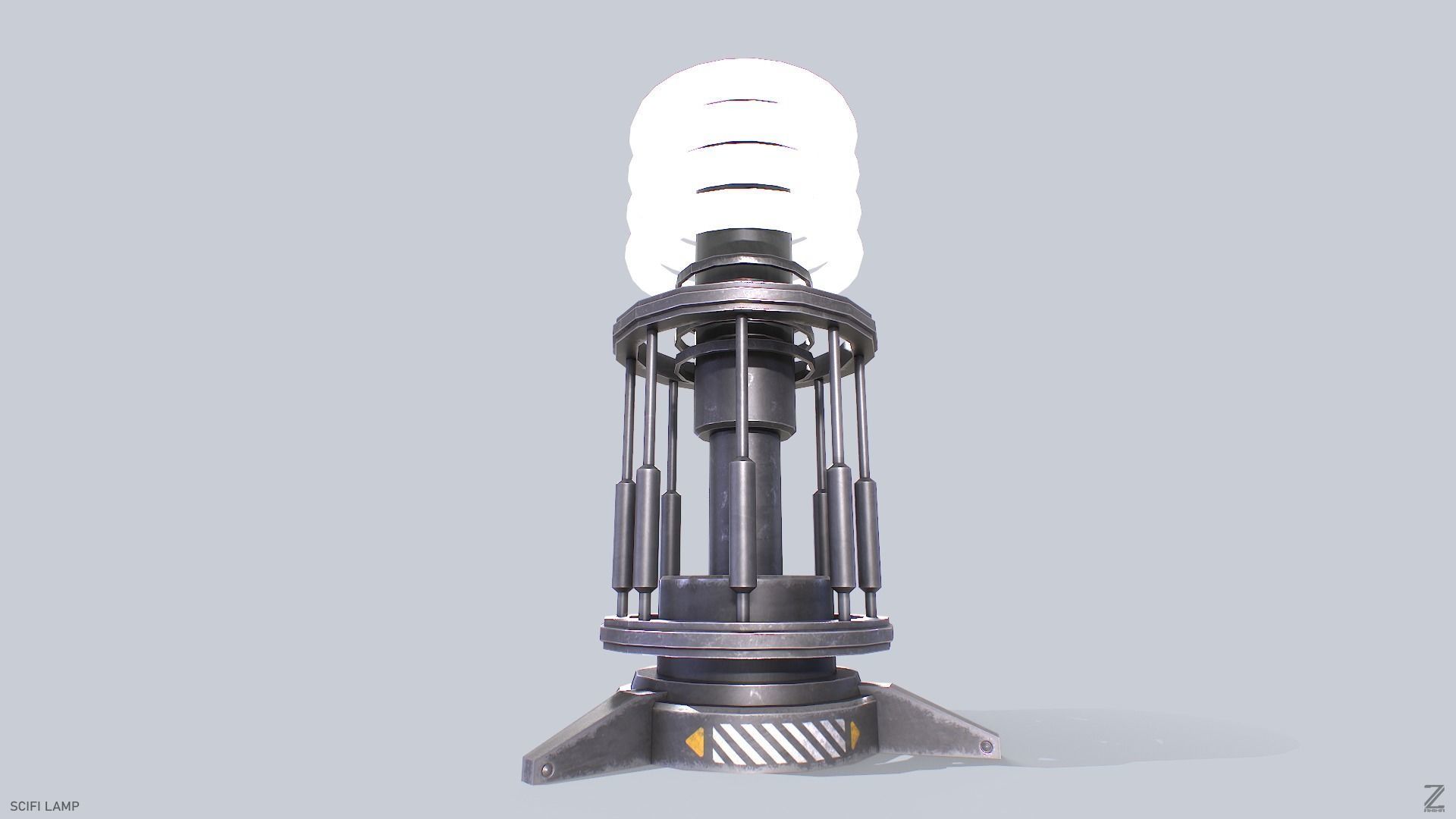 Sci fi lamp Low-poly 3D model_2