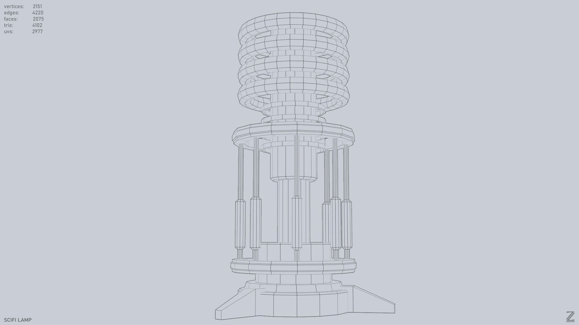 Sci fi lamp Low-poly 3D model_11