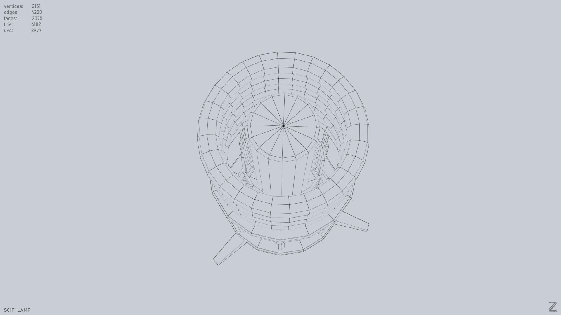 Sci fi lamp Low-poly 3D model_12