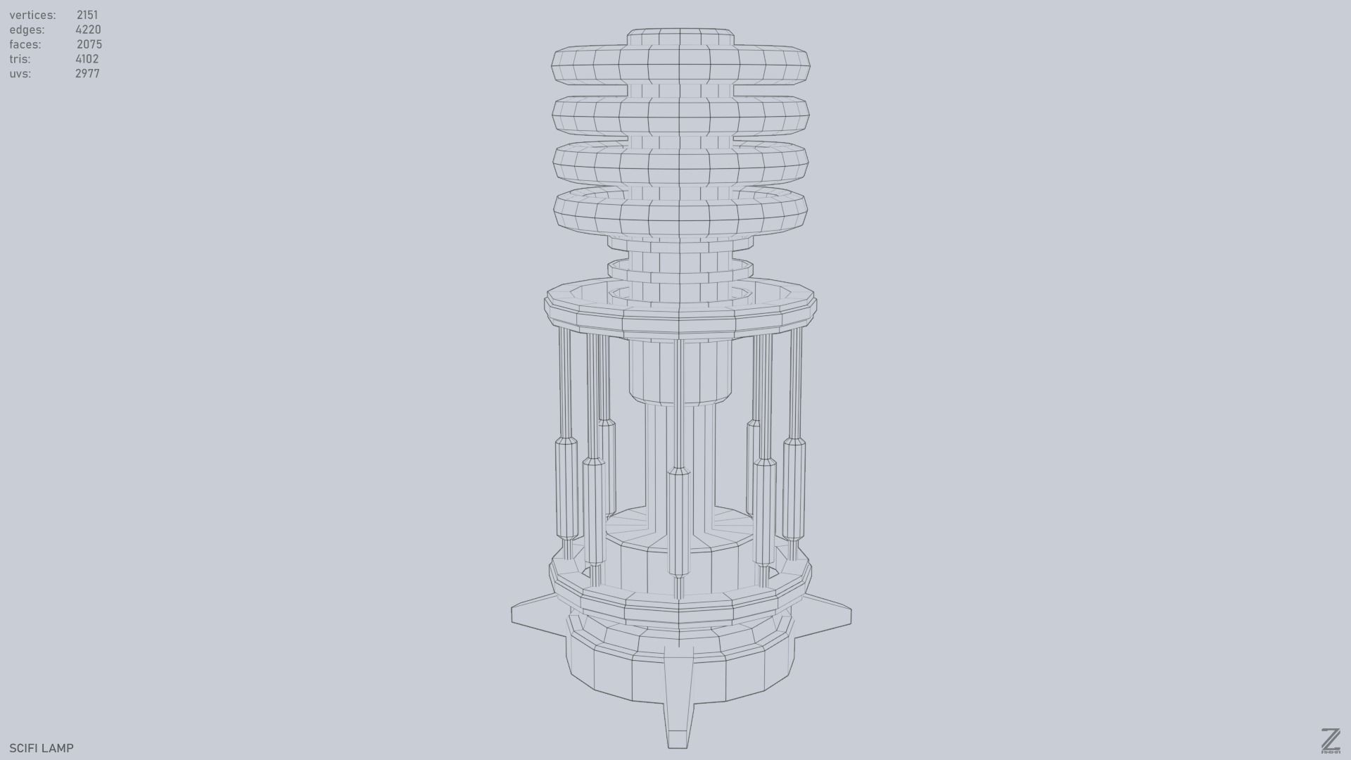 Sci fi lamp Low-poly 3D model_13