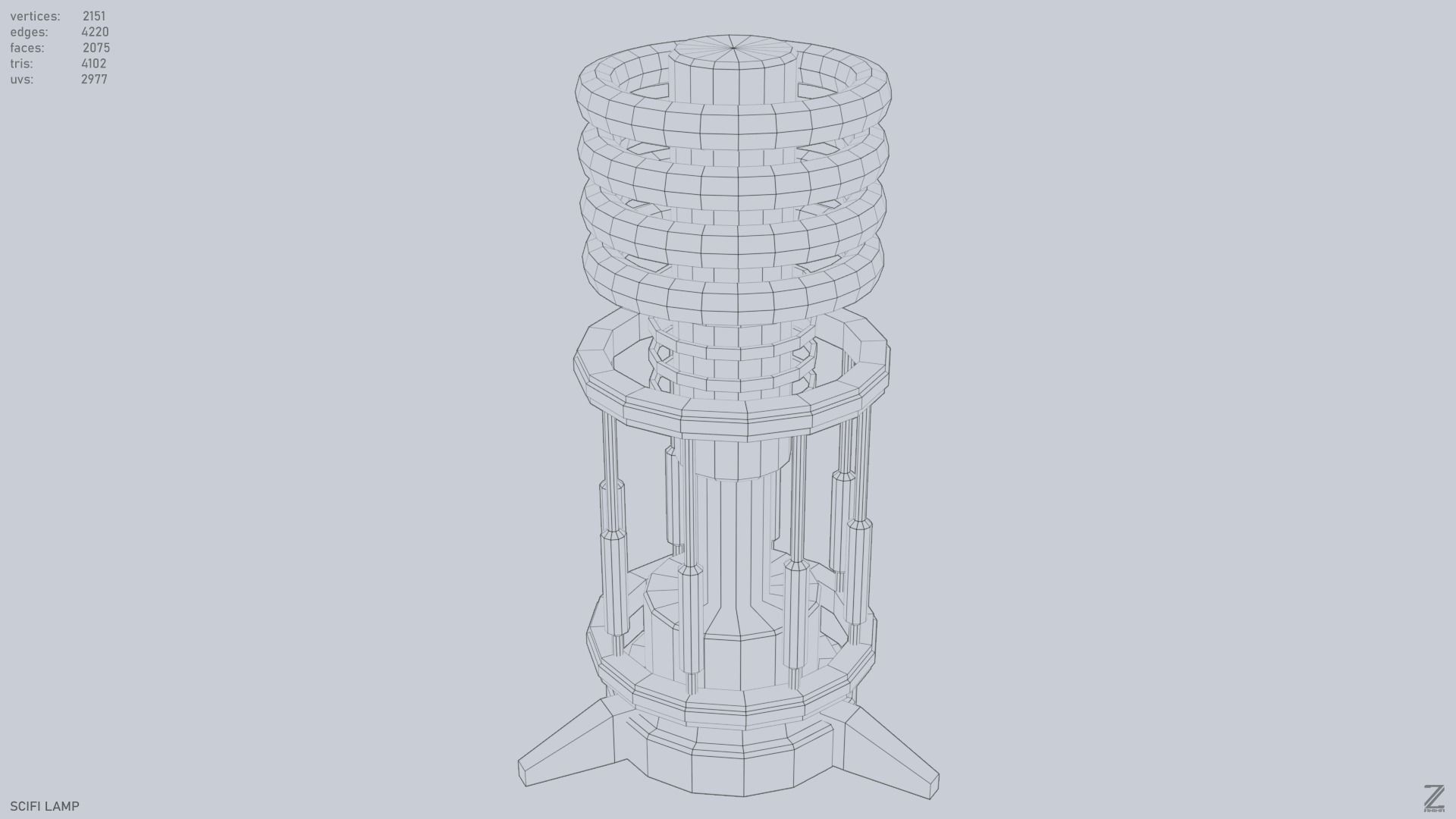 Sci fi lamp Low-poly 3D model_14
