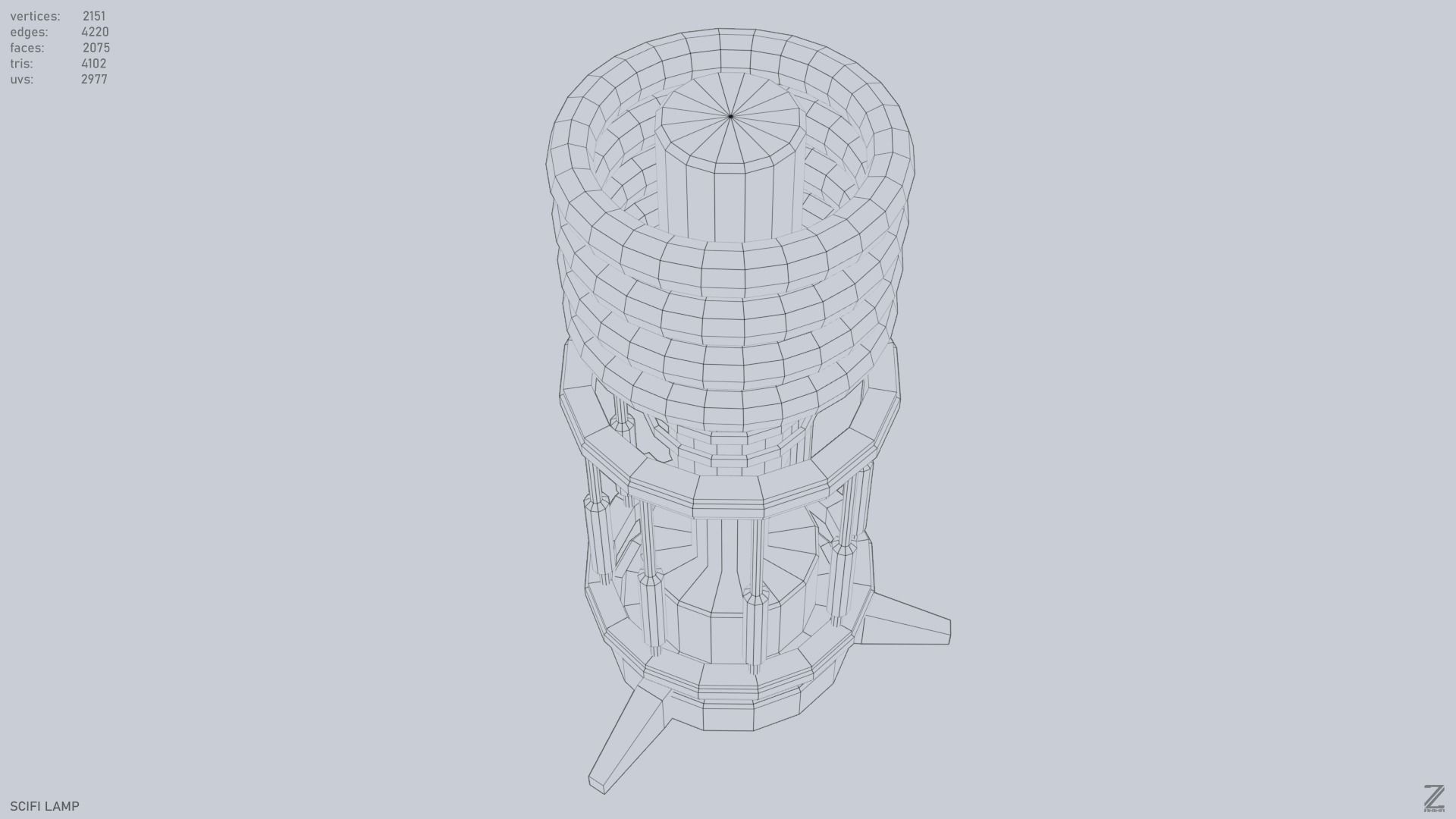 Sci fi lamp Low-poly 3D model_10