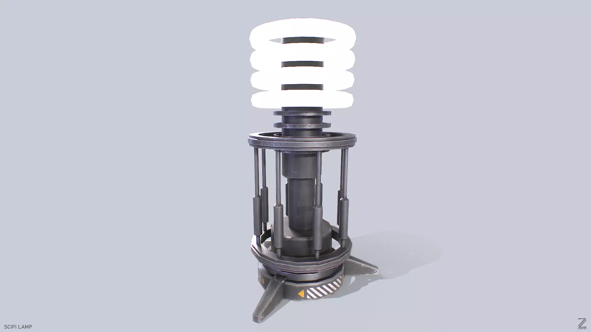 Sci fi lamp Low-poly 3D model_0