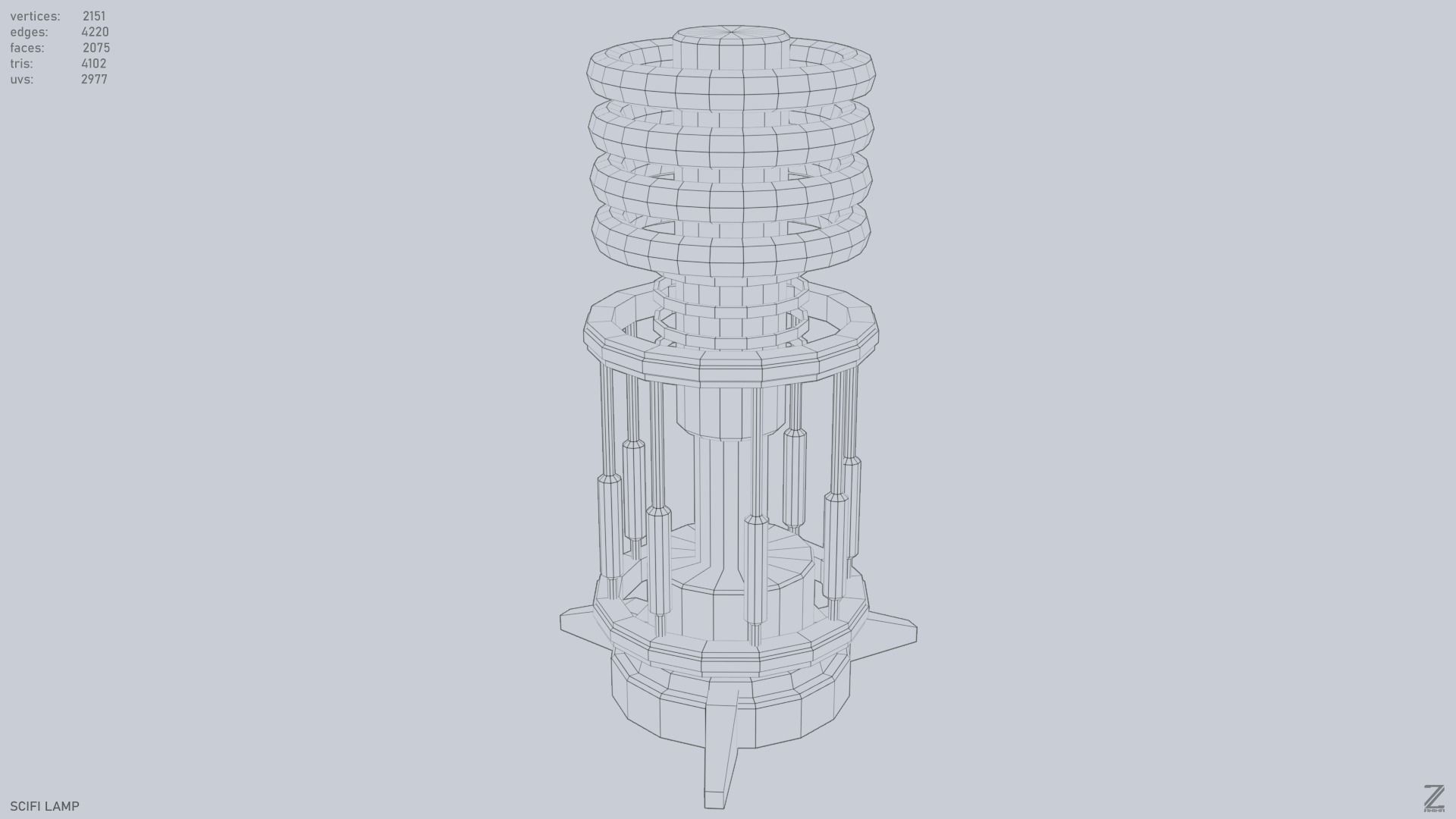 Sci fi lamp Low-poly 3D model_15