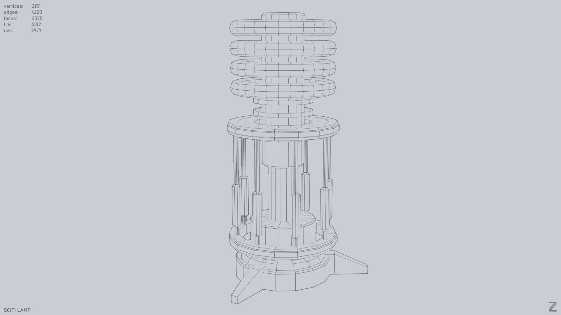 Sci fi lamp Low-poly 3D model_9