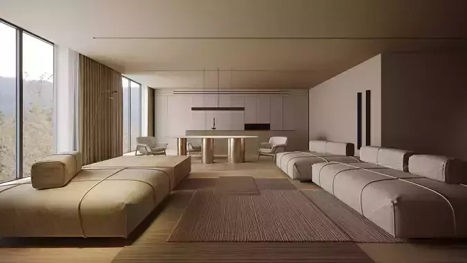 Minimalistic interior scene