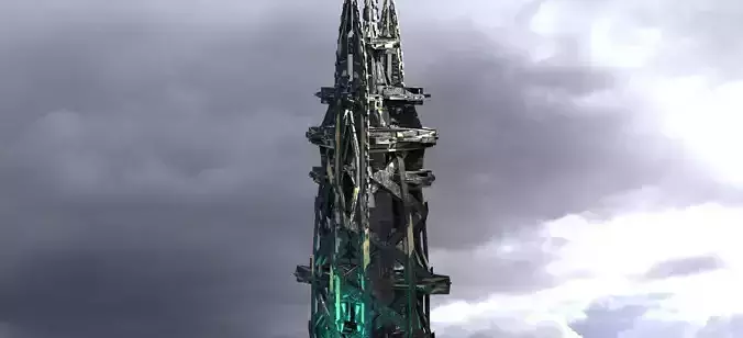 Planet side corporation tower spear Low-poly 3D model
