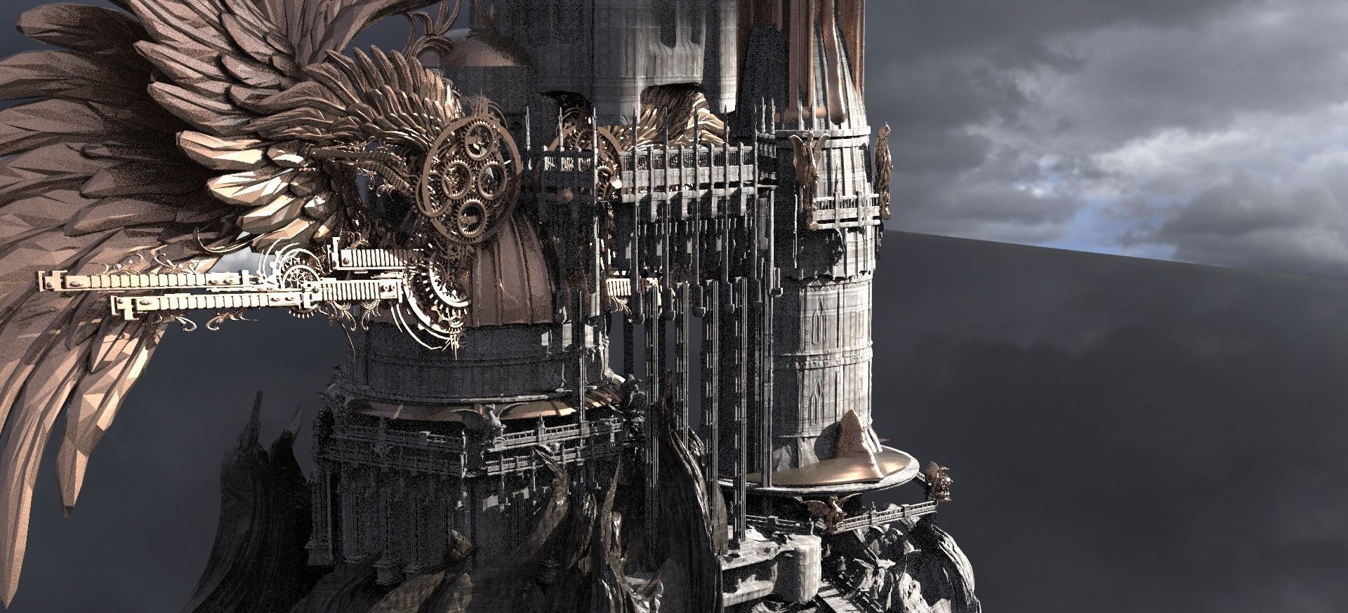 Steampunk Time Castle  3D model_1