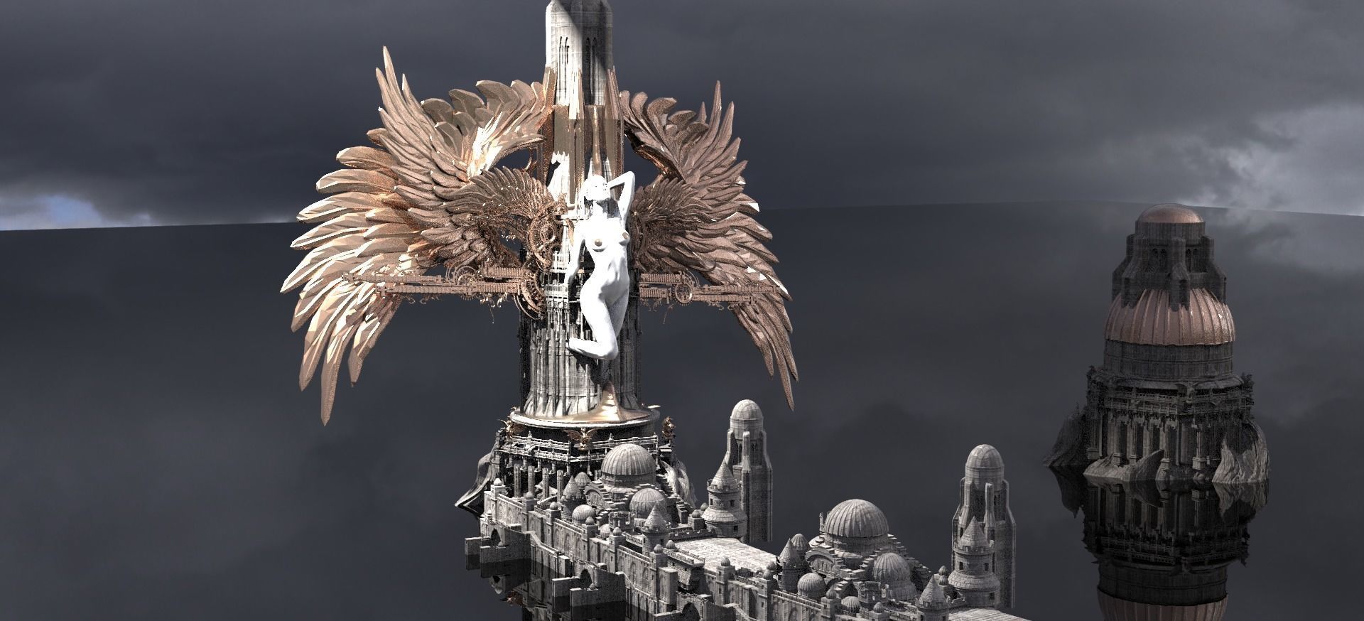 Steampunk Time Castle Tower 3D model_1