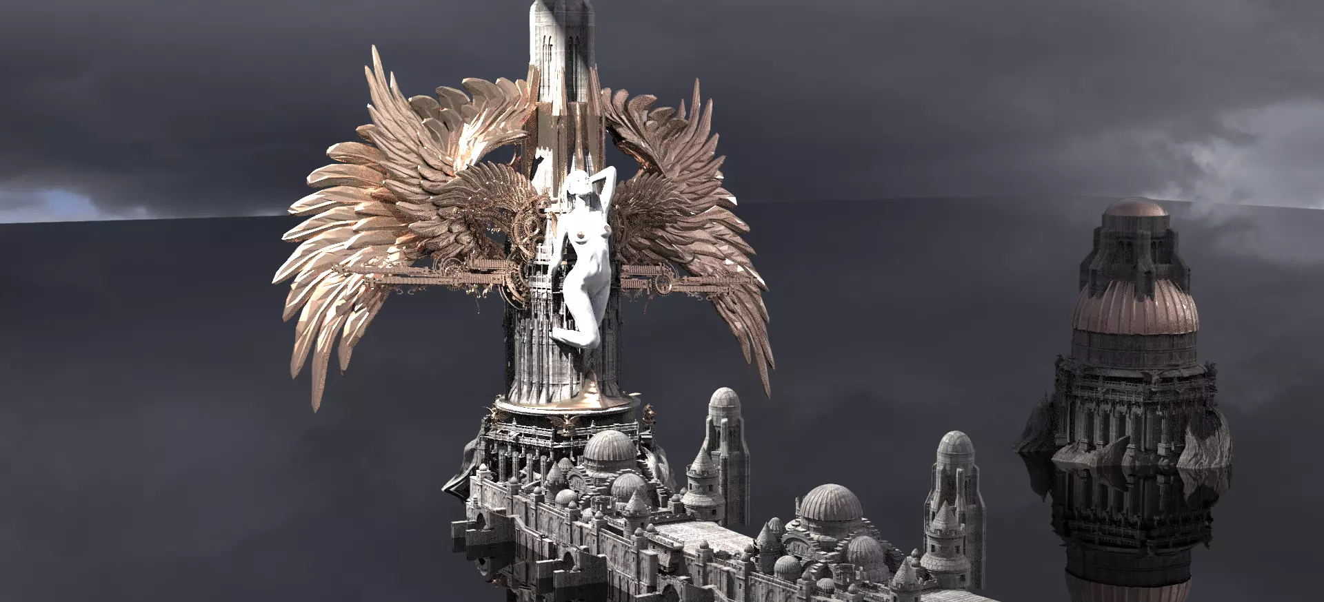 Steampunk Time Castle Tower 3D model_0