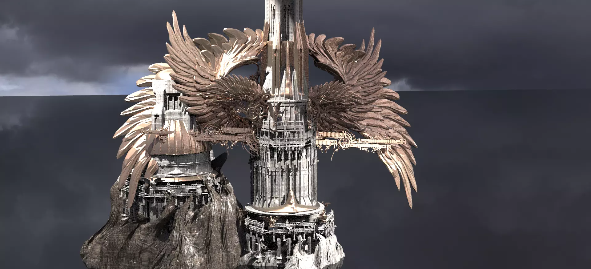 Steampunk Clockwork tower  3D model_0