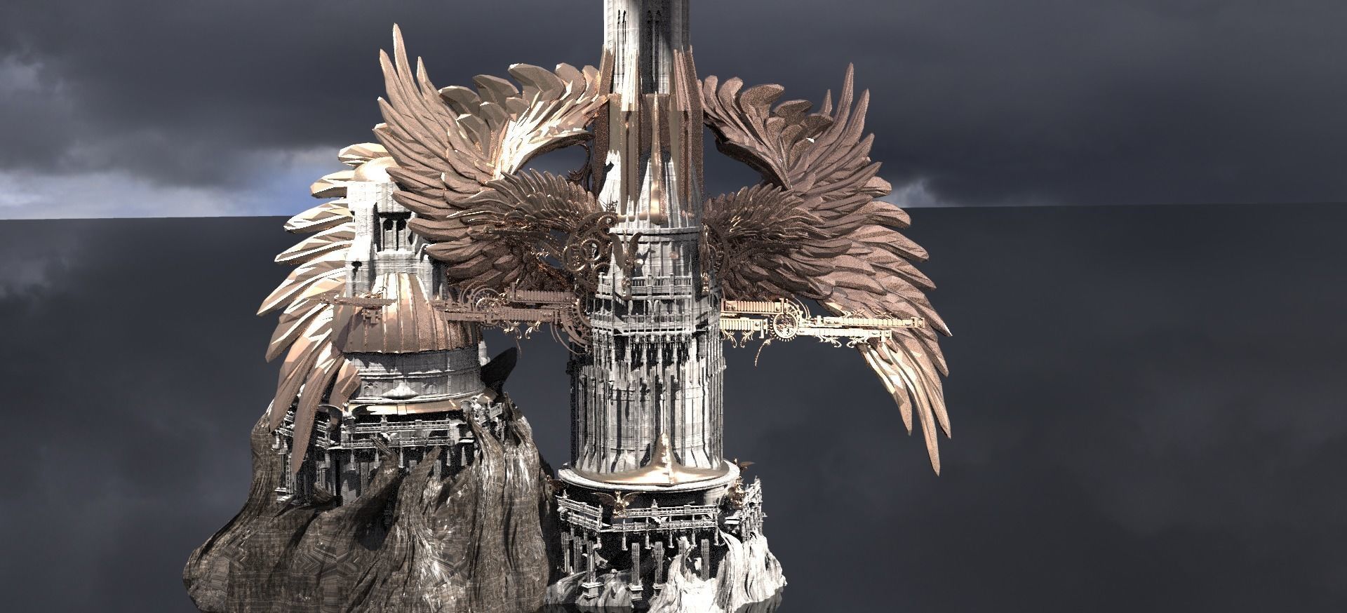 Steampunk Clockwork tower  3D model_1