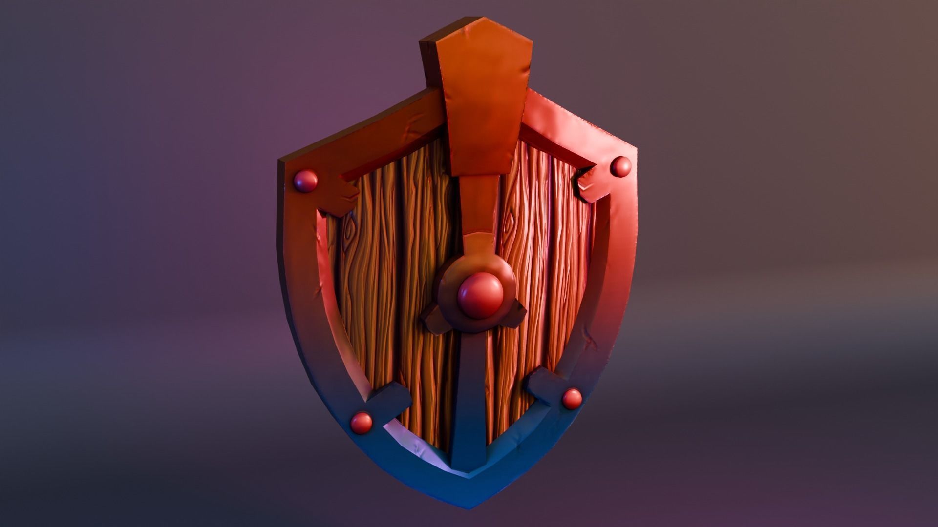 Cartoon Shield Low-poly 3D model_1