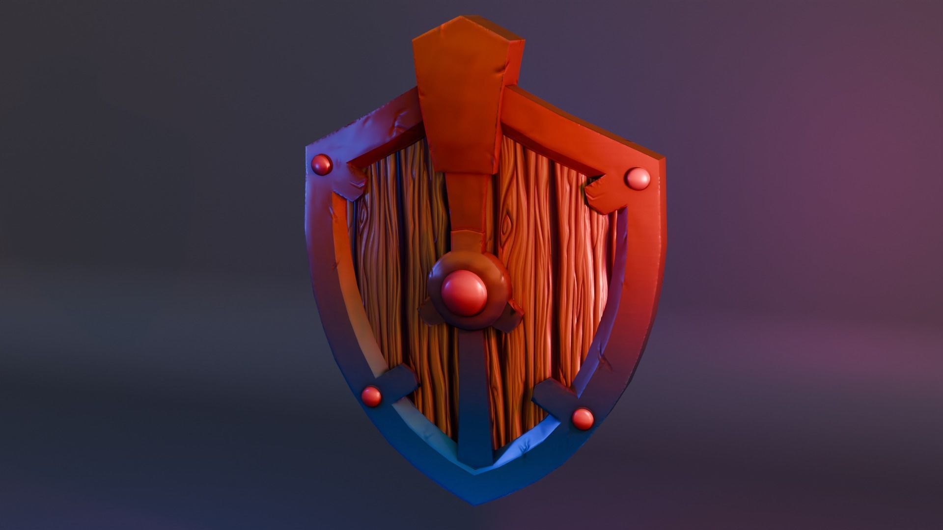 Cartoon Shield Low-poly 3D model_2