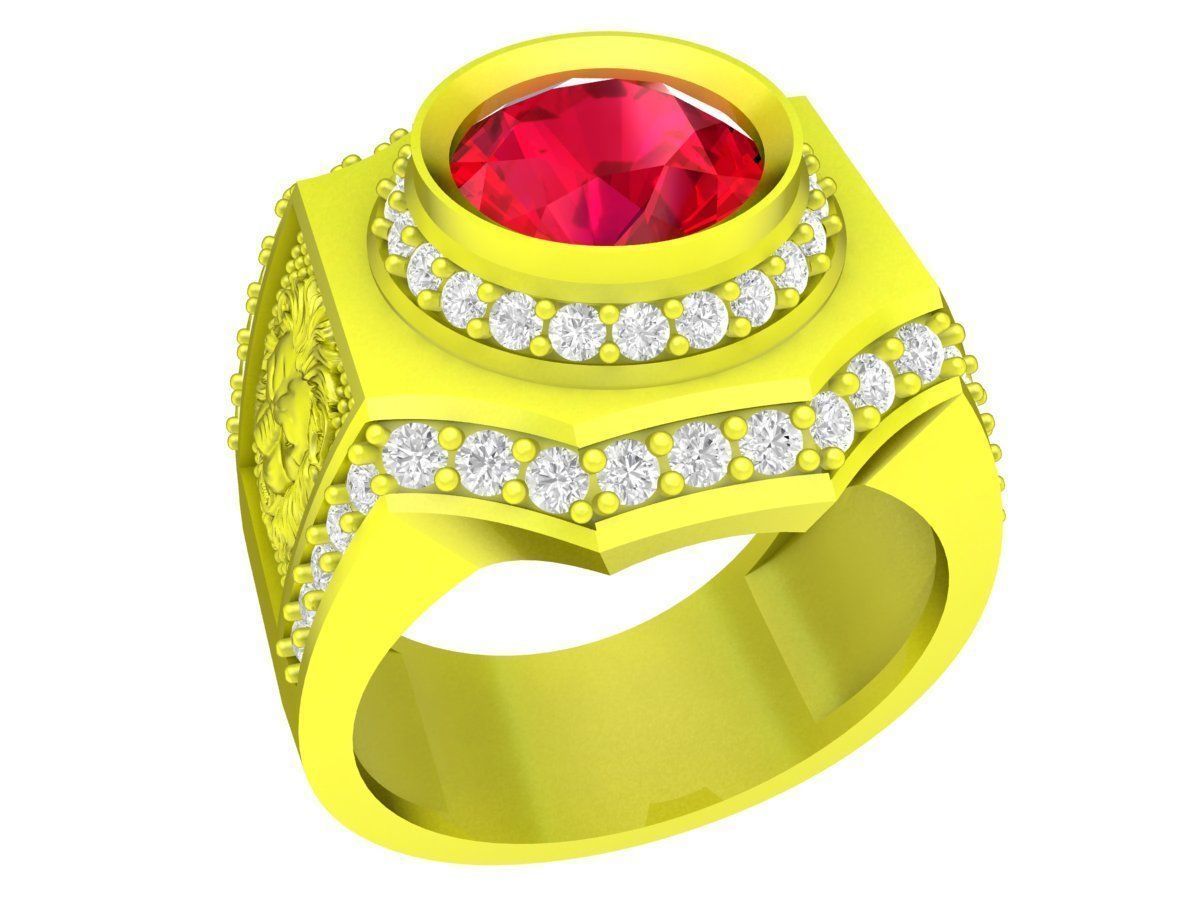 A5370 Luxury Fashion Men Ring With Lion Head 3D print model_1