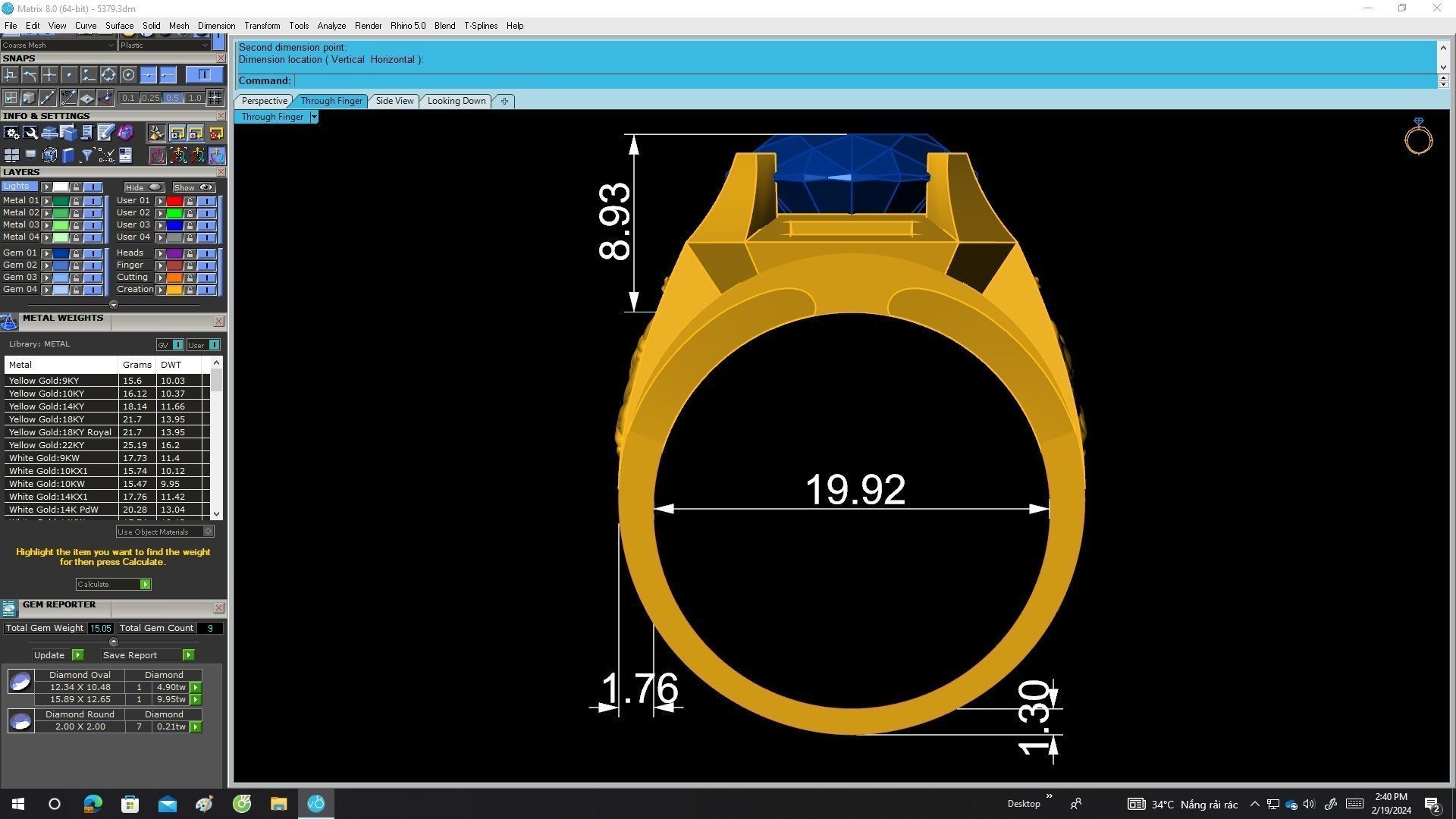 A5379 Oval Diamond Horse Men Ring 3D print model_6