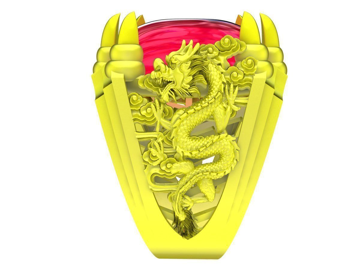 A5380 Oval Ruby Dragon Men Ring 3D print model_2