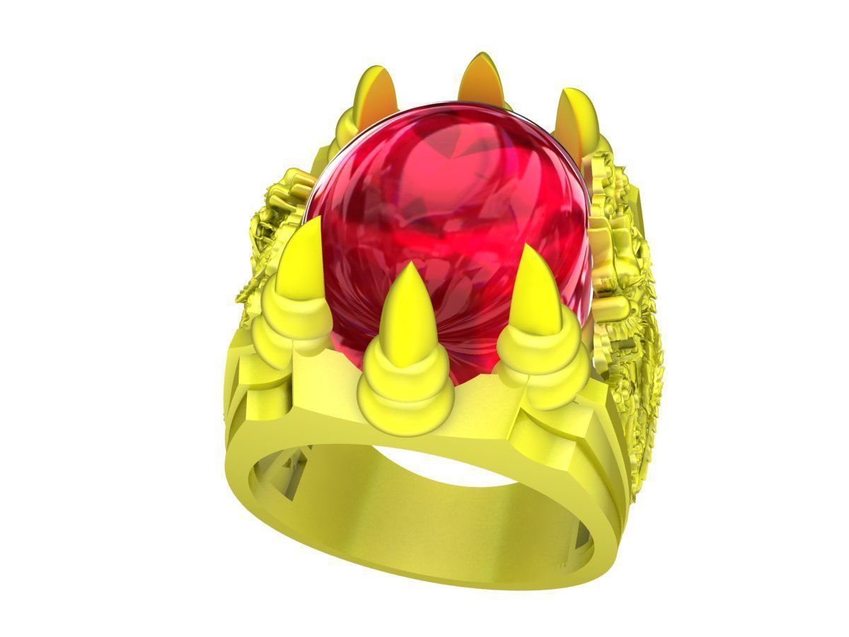 A5380 Oval Ruby Dragon Men Ring 3D print model_1