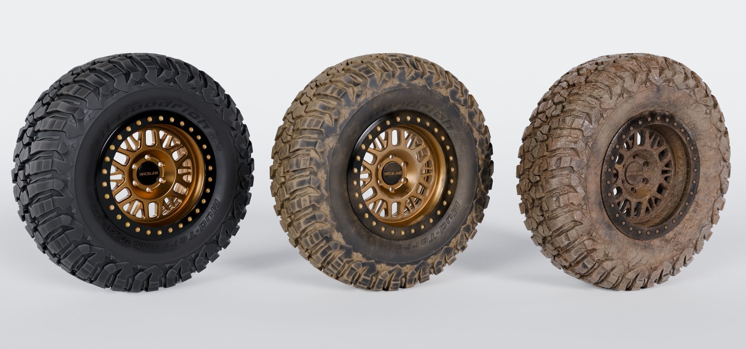 Raceline Ryno Cast Beadlock - BFGoodrich Mud Terrain KM3 Low-poly 3D model_2