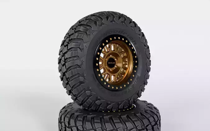 Raceline Ryno Cast Beadlock - BFGoodrich Mud Terrain KM3 Low-poly 3D model