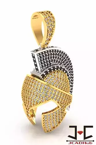 0168 - Spartan Helmet Pendant Hip-hop Jwellery Gold Iced