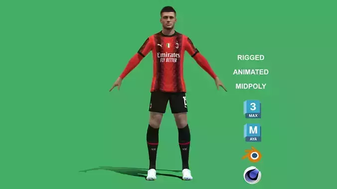 3D Rigged Luka Jovic AC Milan 2024